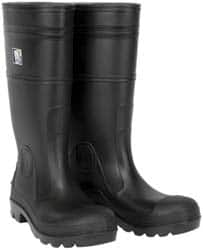 MCR Safety - Men's Size 12 Medium Width Plain Knee Boot - Black, PVC Upper, 16" High, Non-Slip, Waterproof - Caliber Tooling