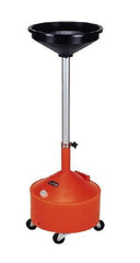 Made in USA - 8 Gal Oil Drain Container with Casters - Orange - Caliber Tooling