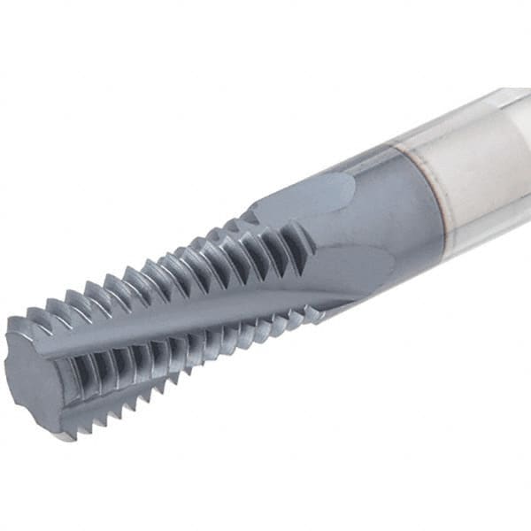 Iscar - M5x0.80 ISO, 0.142" Cutting Diam, 3 Flute, Solid Carbide Helical Flute Thread Mill - Internal Thread, 0.36" LOC, 2-1/2" OAL, 1/4" Shank Diam - Caliber Tooling