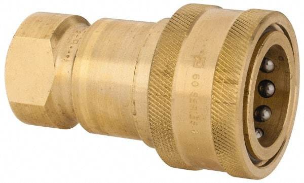 Parker - 3/4 NPTF Brass Hydraulic Hose Female Pipe Thread Coupler - 1,000 psi, 28 GPM - Caliber Tooling