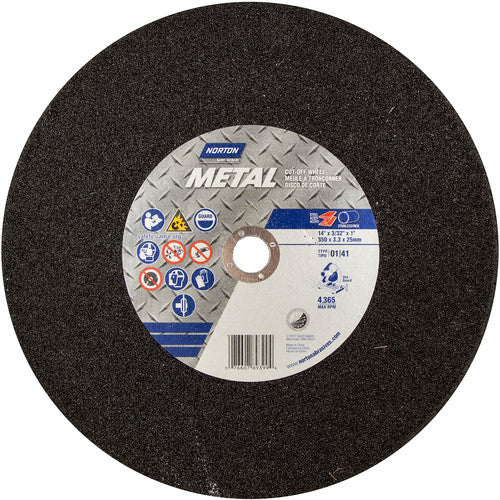 14″ × 7/64″ × 1″ Metal Chopsaw Cut-Off Wheel Type 01 Straight 36 Grit Aluminum Oxide - Caliber Tooling