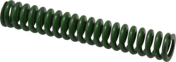 Associated Spring Raymond - 1/2" Hole Diam, 9/32" Rod Diam, 3" Free Length, Green Die Spring - 67.5 Lb Max Deflection, 0.75" Max Deflection, Extra Heavy Duty, Chromium Alloy Steel - Caliber Tooling