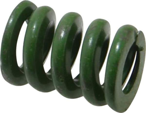 Associated Spring Raymond - 3/4" Hole Diam, 3/8" Rod Diam, 1" Free Length, Green Die Spring - 350 Lb Max Deflection, 0.25" Max Deflection, Extra Heavy Duty, Chromium Alloy Steel - Caliber Tooling