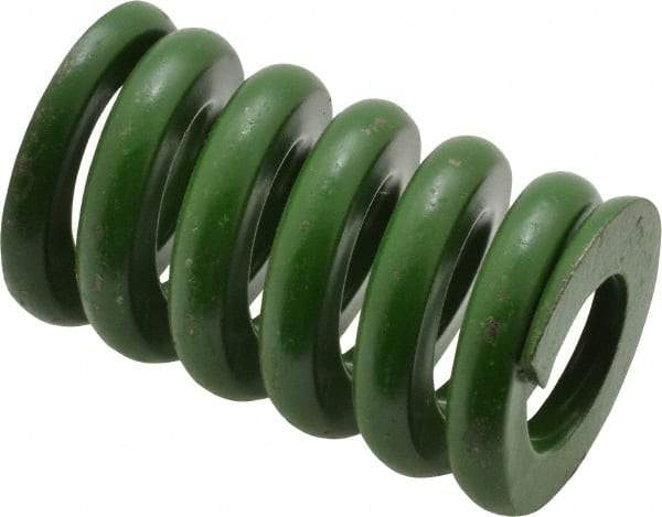 Associated Spring Raymond - 1-1/4" Hole Diam, 5/8" Rod Diam, 2" Free Length, Green Die Spring - 960 Lb Max Deflection, 0.5" Max Deflection, Extra Heavy Duty, Chromium Alloy Steel - Caliber Tooling