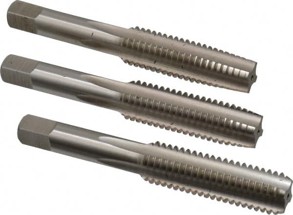 Hertel - 1/2-13 UNC, 4 Flute, Bottoming, Plug & Taper, Bright Finish, High Speed Steel Tap Set - 3-3/8" OAL, 2B/3B Class of Fit - Caliber Tooling