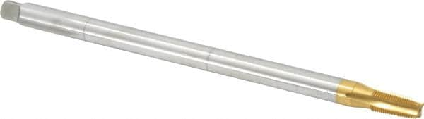 Hertel - 1/8-27 NPT, 4 Flute, Plug Chamfer, TiN Finish, High Speed Steel, Extension Pipe Tap - 8" OAL, 7/16" Shank Diam, 3/4" Thread Length - Exact Industrial Supply