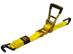 Erickson Manufacturing - 27' Long x 2" Wide, 10,000 Lb Basket Capacity, Polyester Web Sling - Yellow, with Ratchet Tie Down - Caliber Tooling