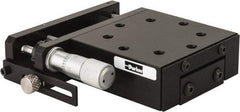 Parker - 62 Lb. Capacity, 10-32 Mount Hole, 1/2" Travel, Precision Ball Bearing Table with Side Drive - Single Axis, 8 Mounting Holes, 2.56" Long x 2.62" Wide x 1" High - Caliber Tooling