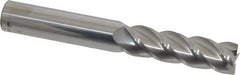 Accupro - 5/8", 2-1/8" LOC, 5/8" Shank Diam, 4-5/8" OAL, 4 Flute, Solid Carbide Square End Mill - Single End, Uncoated, Spiral Flute, 40° Helix, Centercutting, Right Hand Cut, Right Hand Flute - Caliber Tooling