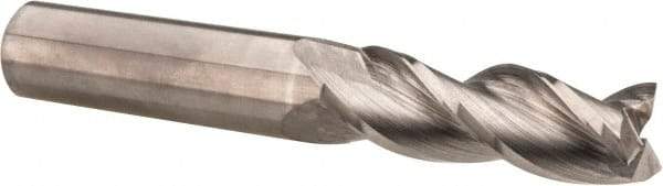 Accupro - 1/2", 2-1/2" LOC, 1/2" Shank Diam, 6" OAL, 3 Flute, Solid Carbide Square End Mill - Single End, Uncoated, Spiral Flute, 37° Helix, Centercutting, Right Hand Cut, Right Hand Flute - Caliber Tooling