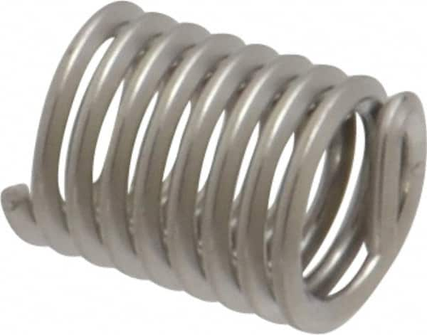 Recoil - #12-24 UNC, 0.432" OAL, Free Running Helical Insert - 8-3/8 Free Coils, Tanged, Stainless Steel, Bright Finish, 2D Insert Length - Caliber Tooling