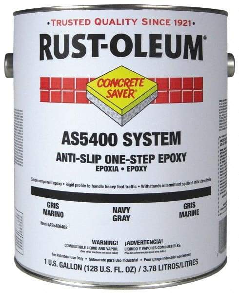 Rust-Oleum - 1 Gal Kit Gloss Silver Gray Antislip Epoxy - 40 to 60 Sq Ft/Gal Coverage, <250 g/L VOC Content - Caliber Tooling