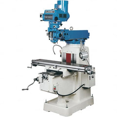 Summit - 10" Table Width x 50" Table Length, Electronic Variable Speed Control, 3 Phase Knee Milling Machine - R8 Spindle Taper, 3 hp - Caliber Tooling