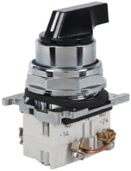 Eaton Cutler-Hammer - 30-1/2mm Mount Hole, 3 Position, Lever Operated, Selector Switch with Contact Blocks - Black, Maintained (MA), Nonilluminated, 1 Contact Block, 2NO, Oil and Watertight - Caliber Tooling