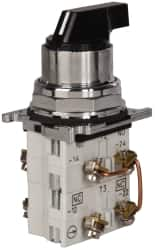 Eaton Cutler-Hammer - 30-1/2mm Mount Hole, 3 Position, Lever Operated, Selector Switch with Contact Blocks - Black, Maintained (MA), Nonilluminated, 2 Contact Blocks, 2NO/2NC, Oil and Watertight - Caliber Tooling