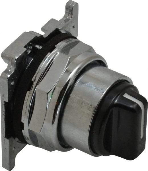 Eaton Cutler-Hammer - 30-1/2mm Mount Hole, 3 Position, Knob Operated, Selector Switch with Cam and Cap - Black, Maintained (MA) - Momentary (MO) - Caliber Tooling