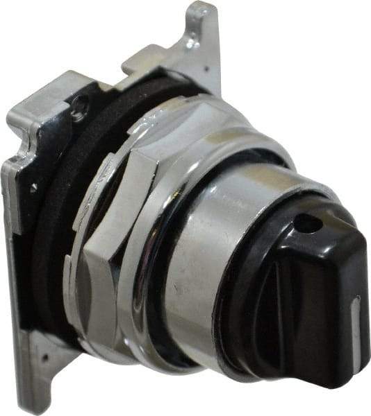 Eaton Cutler-Hammer - 30-1/2mm Mount Hole, 3 Position, Knob Operated, Selector Switch with Cam and Cap - Black, Maintained (MA) - Momentary (MO) - Caliber Tooling