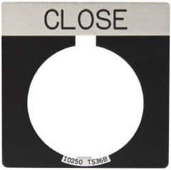 Eaton Cutler-Hammer - Square, Legend Plate - Close - Black Background, 30-1/2mm Hole Diameter - Caliber Tooling