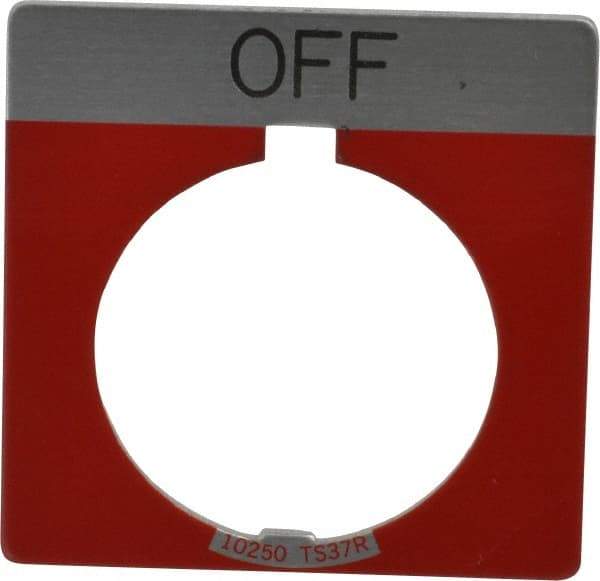 Eaton Cutler-Hammer - Square, Legend Plate - Off - Red Background, 30-1/2mm Hole Diameter - Caliber Tooling