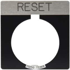 Eaton Cutler-Hammer - Square, Legend Plate - Reset - Black Background, 30-1/2mm Hole Diameter - Caliber Tooling