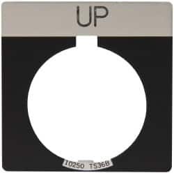 Eaton Cutler-Hammer - Square, Legend Plate - Up - Black Background, 30-1/2mm Hole Diameter - Caliber Tooling