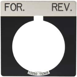 Eaton Cutler-Hammer - Square, Legend Plate - For-Rev - Black Background, 30-1/2mm Hole Diameter - Caliber Tooling