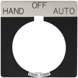 Eaton Cutler-Hammer - Square, Legend Plate - Auto-Off-Hand - Black Background, 30-1/2mm Hole Diameter - Caliber Tooling