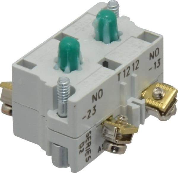 Eaton Cutler-Hammer - 2NO, 0.5 Amp, Electrical Switch Contact Block - 120 VAC/VDC, Pressure Terminal, 30-1/2mm Hole, For Use with E34 Operators, Standard 10250T - Caliber Tooling