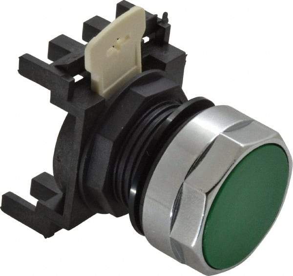 Eaton Cutler-Hammer - 25mm Mount Hole, Flush, Pushbutton Switch Only - Round, Green Pushbutton, Nonilluminated, Momentary (MO) - Caliber Tooling