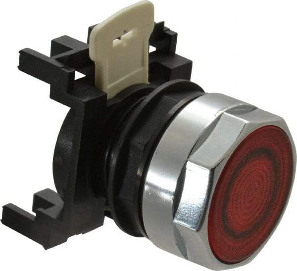 Eaton Cutler-Hammer - 25mm Mount Hole, Flush, Pushbutton Switch Only - Round, Red Pushbutton, Illuminated, Momentary (MO) - Caliber Tooling