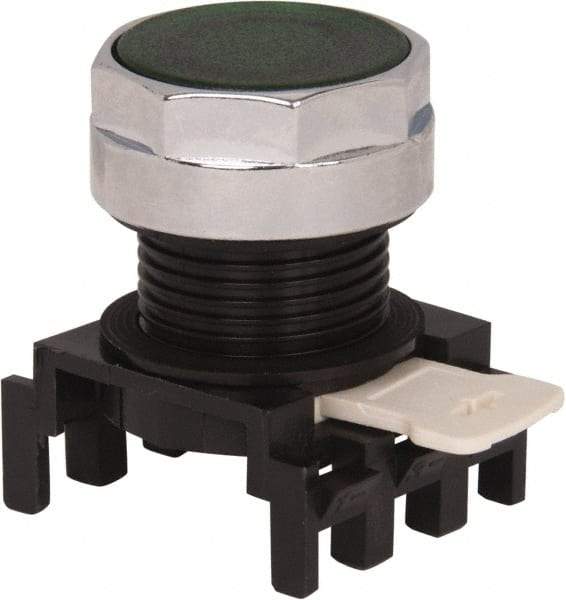 Eaton Cutler-Hammer - 25mm Mount Hole, Flush, Pushbutton Switch Only - Round, Green Pushbutton, Illuminated, Momentary (MO) - Caliber Tooling