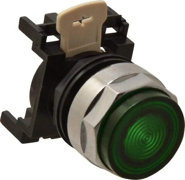 Eaton Cutler-Hammer - 25mm Mount Hole, Extended Straight, Pushbutton Switch Only - Round, Green Pushbutton, Illuminated, Momentary (MO) - Caliber Tooling