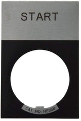 Eaton Cutler-Hammer - Rectangular, Aluminum Legend Plate - Start - Silver Background, Black Letters, 22-1/2mm Hole Diameter, 1.17 Inch Wide x 1.77 Inch High - Caliber Tooling