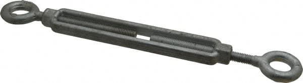 Made in USA - 1,200 Lb Load Limit, 3/8" Thread Diam, 6" Take Up, Steel Eye & Eye Turnbuckle - 11-7/8" Closed Length - Caliber Tooling