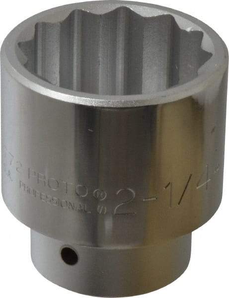 Proto - 2-1/4", 1" Drive, Standard Hand Socket - 12 Points, 3-13/16" OAL - Caliber Tooling