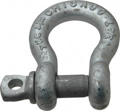 Made in USA - 3/4" Nominal Chain Size, 4.75 Ton Carbon Steel Screw Anchor Shackle - 3/4" Diam, 7/8" Pin Diam, 2-13/16" High x 1-1/4" Wide Inside Jaw, 1-13/16" Inside Width, 1-3/4" Max Body Thickness - Caliber Tooling