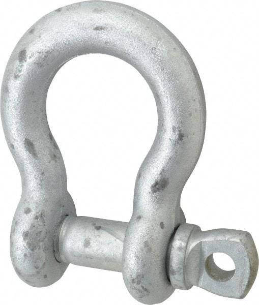 Made in USA - 1" Nominal Chain Size, 8.5 Ton Carbon Steel Screw Anchor Shackle - 1" Diam, 1-1/8" Pin Diam, 3-3/4" High x 1-11/16" Wide Inside Jaw, 2-1/2" Inside Width, 2-3/8" Max Body Thickness - Caliber Tooling