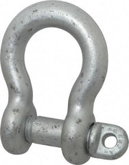 Made in USA - 1-1/4" Nominal Chain Size, 12 Ton Carbon Steel Screw Anchor Shackle - 1-1/4" Diam, 1-3/8" Pin Diam, 4-1/2" High x 2" Wide Inside Jaw, 3-1/4" Inside Width, 3" Max Body Thickness - Caliber Tooling