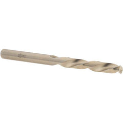 Mechanics Drill Bit: 19/64″ Dia, 135 ™, Cobalt, Straight-Cylindrical Shank, Split Point Gold Finish, 3-5/8″ OAL, LH Cut, Series 1880