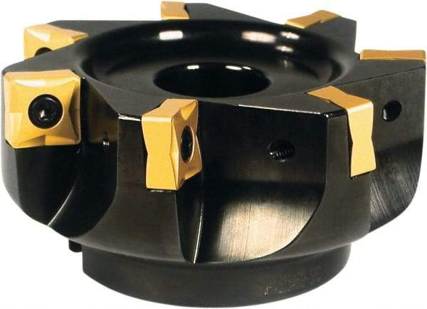 Sumitomo - 6 Inserts, 3" Cutter Diam, 0.575" Max Depth of Cut, Indexable High-Feed Face Mill - 3/8" Arbor Hole Diam, 1-3/4" High, SN.X Inserts, Series SumiMill Spider Mill - Caliber Tooling