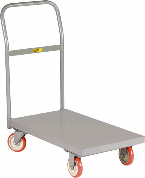 Little Giant - 1,200 Lb Capacity Steel Platform Truck - Steel Deck, 24" OAW, 48" Platform Length x 6-1/4" Platform Height, Polyurethane Casters - Caliber Tooling