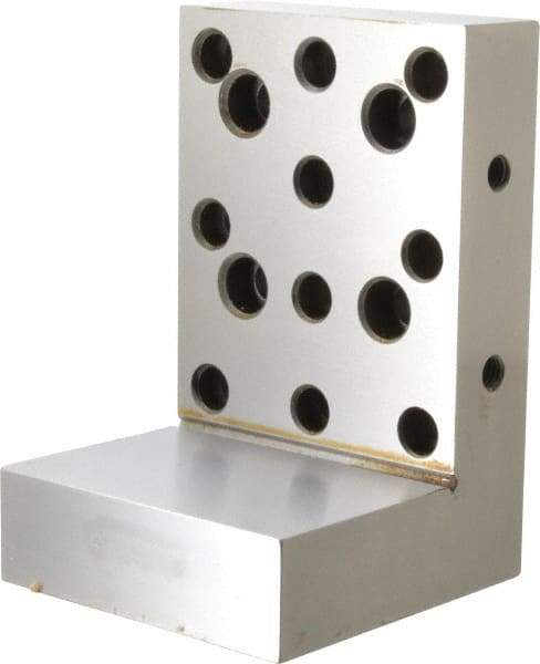 Suburban Tool - 4" Wide x 6" Deep x 4" High Steel Precision-Ground Angle Plate - Standard Plate, Machined Holes on Surface, Open End, 1-1/4" Thick, Single Plate - Caliber Tooling