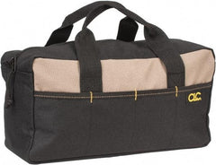 CLC - 8 Pocket Black & Khaki Polyester Tool Bag - 14" Wide x 5-1/2" Deep x 6" High - Caliber Tooling