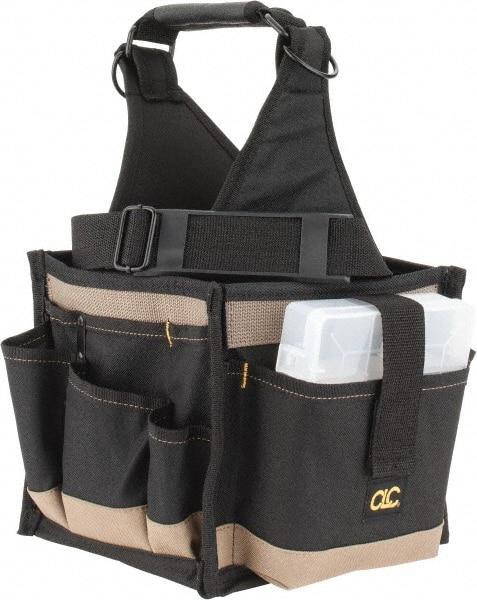 CLC - 25 Pocket Black & Khaki Polyester Tool Tote - 8" Wide x 8" Deep x 17" High - Caliber Tooling