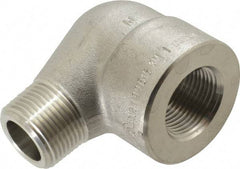 Merit Brass - 1" Grade 304/304L Stainless Steel Pipe 90° Street Elbow - FNPT x MNPT End Connections, 3,000 psi - Caliber Tooling