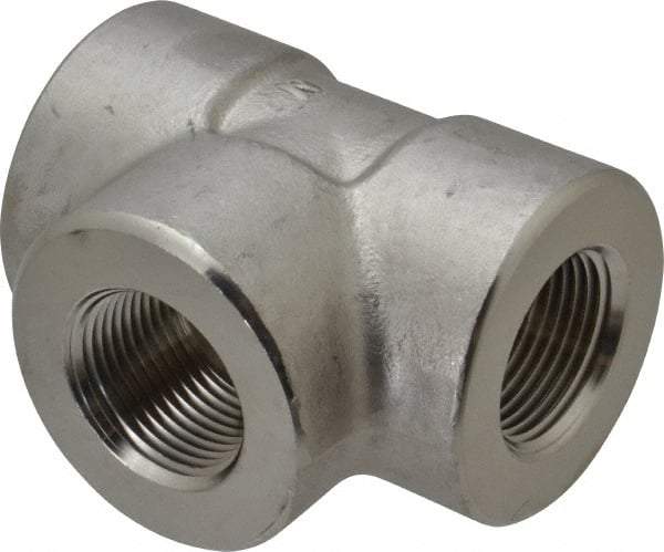 Merit Brass - 1" Grade 304/304L Stainless Steel Pipe Tee - FNPT x FNPT x FNPT End Connections, 3,000 psi - Caliber Tooling