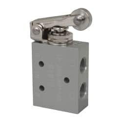 ARO/Ingersoll-Rand - 1/8" NPT Manual Mechanical Valve - 4-Way, 2 Position, Roller Lever/Spring & 0.2 CV Rate - Caliber Tooling