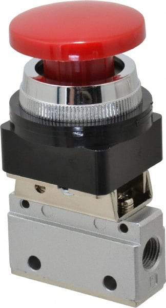 ARO/Ingersoll-Rand - 1/8" NPT Manual Mechanical Valve - 3-Way, 2 Position, Palm Button/Spring & 0.2 CV Rate - Caliber Tooling