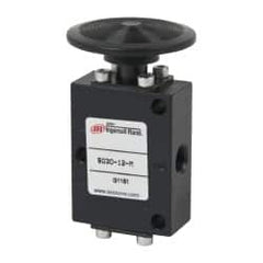 ARO/Ingersoll-Rand - 1/8" NPT Manual Mechanical Valve - 3-Way, 2 Position, Palm Button/Manual & 0.4 CV Rate - Caliber Tooling