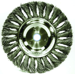 6" Diameter - 1/2-5/8" Arbor Hole - Knot Twist Steel Wire Straight Wheel - Caliber Tooling